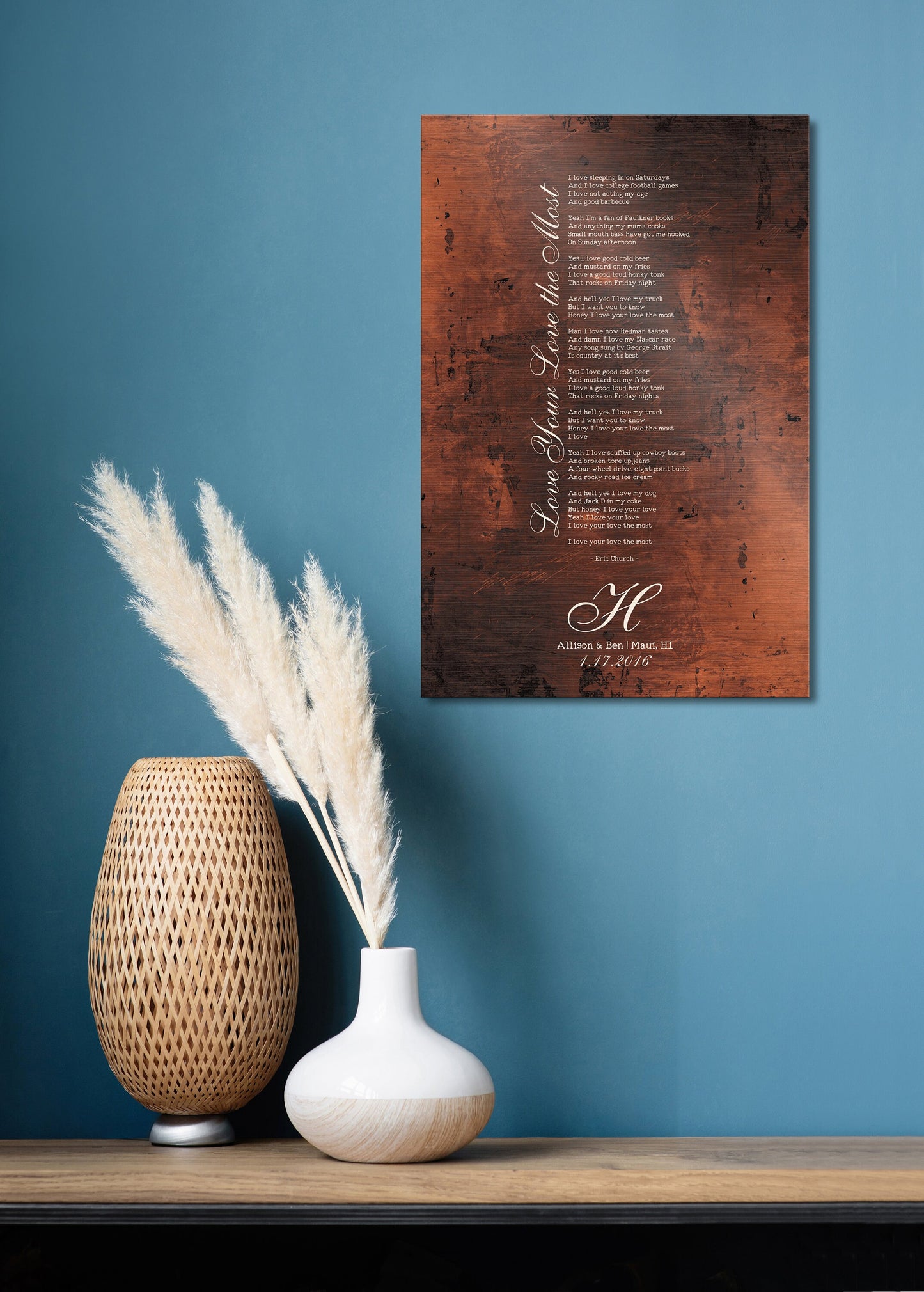Burnished Bronze Song Lyric Sign