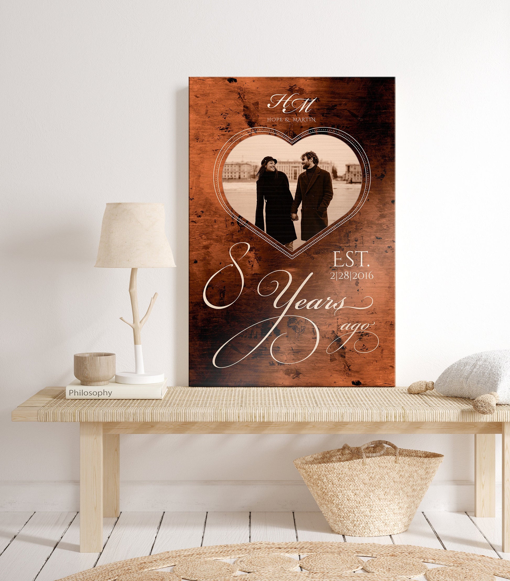 Personalized Bronze Anniversary Sign, 8 Years Ago, Photo Gift, 19th Anniversary Plaque, Bronze Photo Gift, Anniversary Gift Wedding Photo