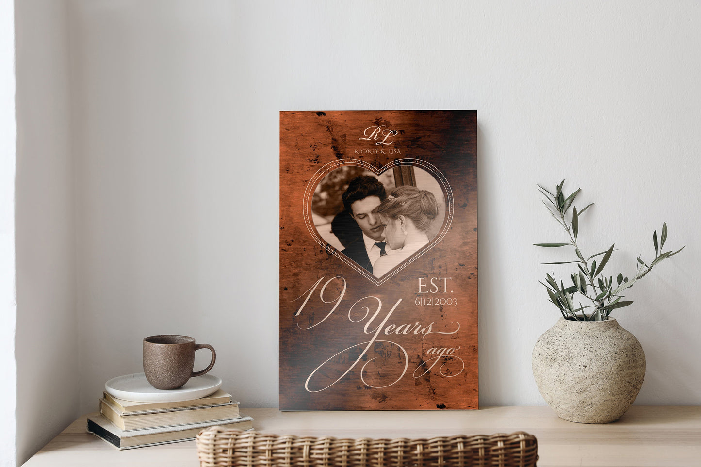 Personalized Bronze Anniversary Sign, 8 Years Ago, Photo Gift, 19th Anniversary Plaque, Bronze Photo Gift, Anniversary Gift Wedding Photo