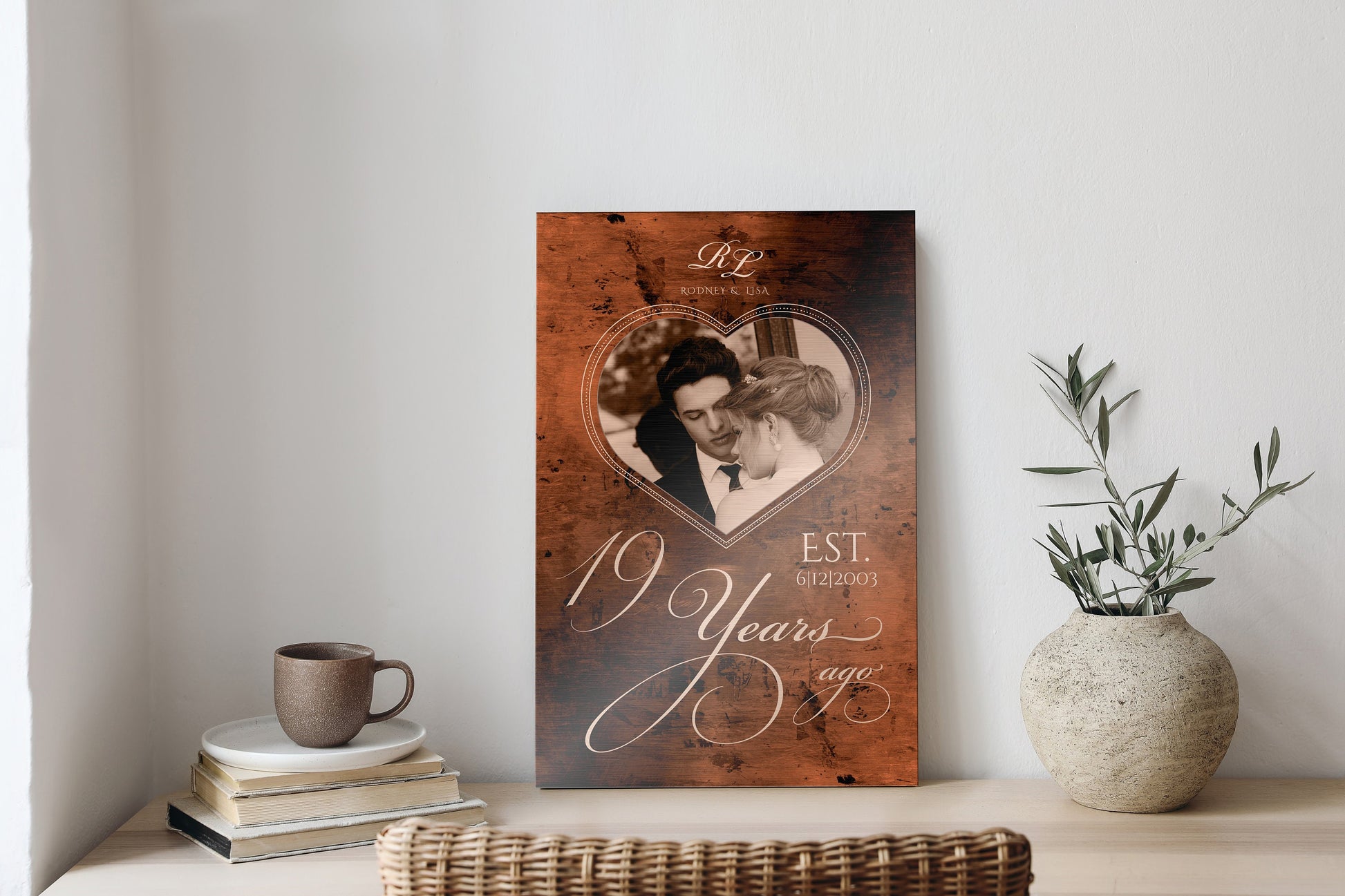 Personalized Bronze Anniversary Sign, 8 Years Ago, Photo Gift, 19th Anniversary Plaque, Bronze Photo Gift, Anniversary Gift Wedding Photo