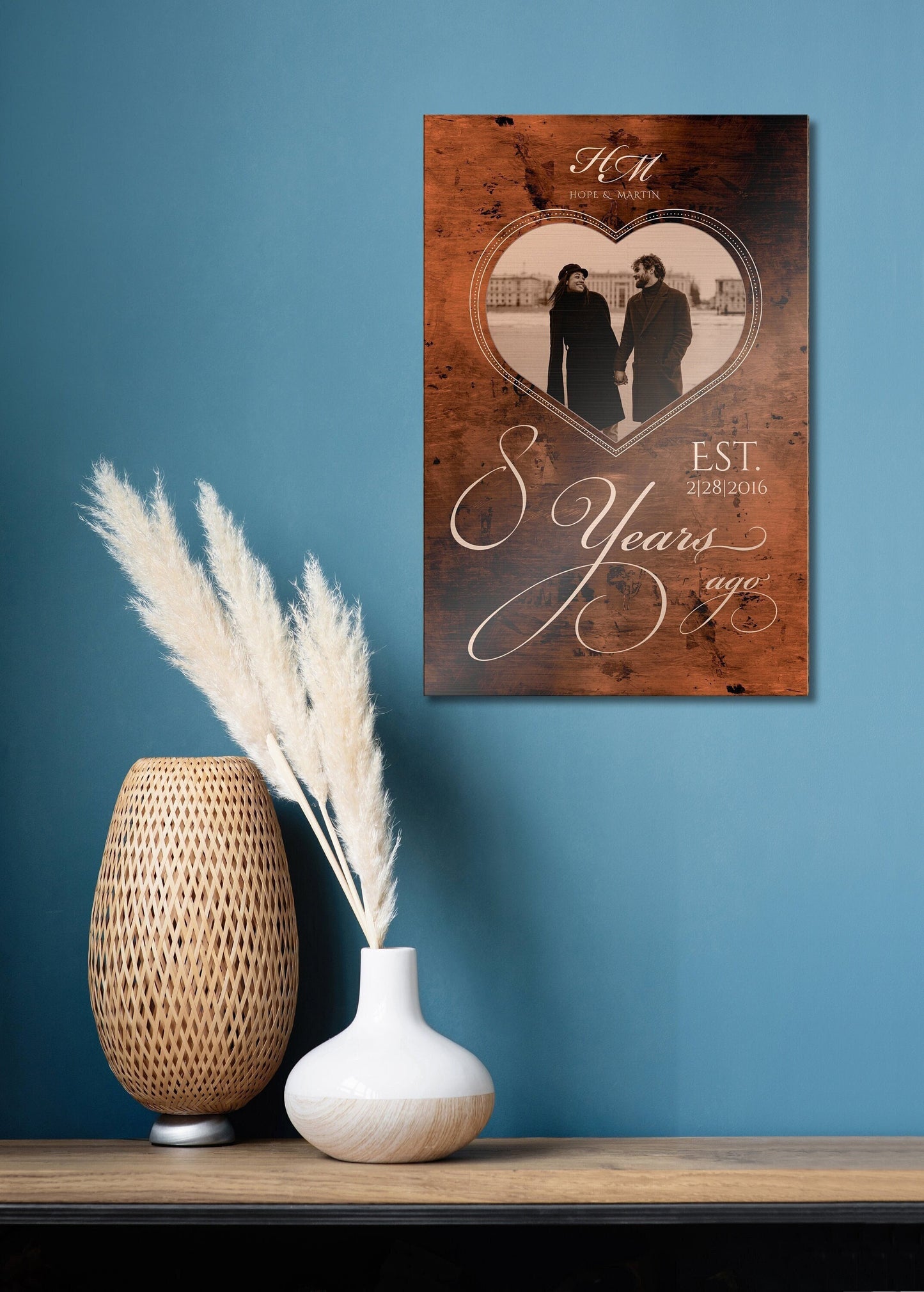 Personalized Bronze Anniversary Sign, 8 Years Ago, Photo Gift, 19th Anniversary Plaque, Bronze Photo Gift, Anniversary Gift Wedding Photo