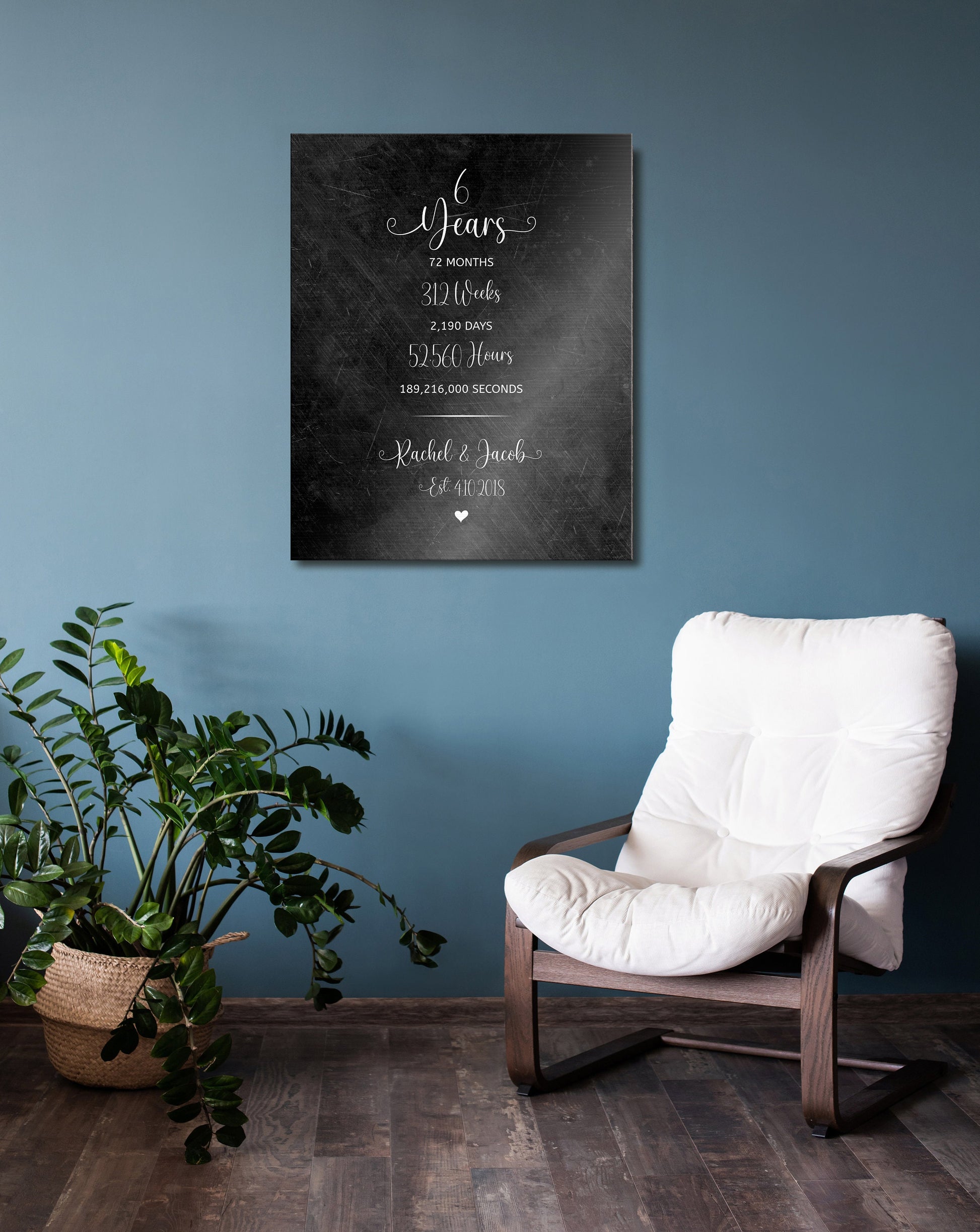 Tradtional Anniversary Plaque, Years Months Weeks Days Anniversry sign, 6th Anniversary Keepsake, Bedroom Decor, 6 years down forever to go