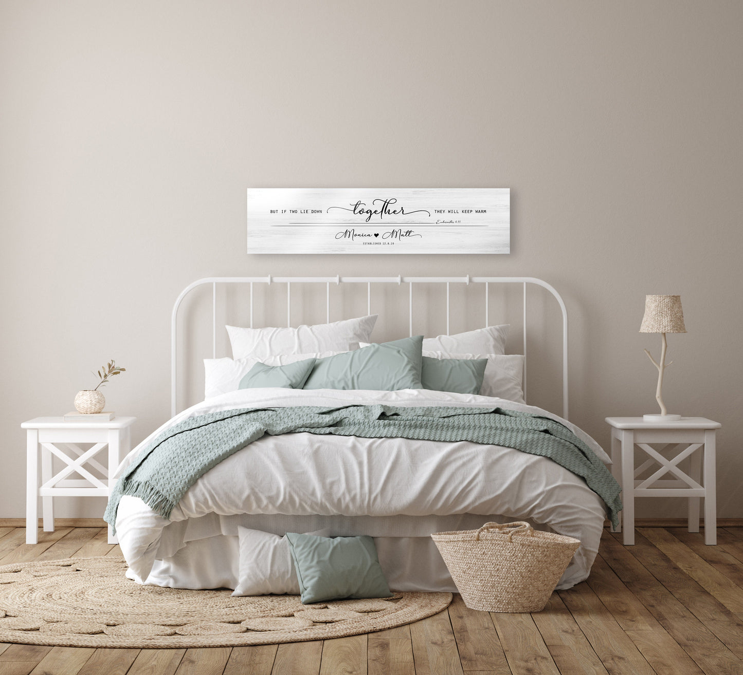 Ecc 4:11 Personalized Wall Decor, Whitewash Wood Sign, His and Hers Gift, Monogram Wedding Gift, Couple sign, Bible Verse Art, Sign over bed