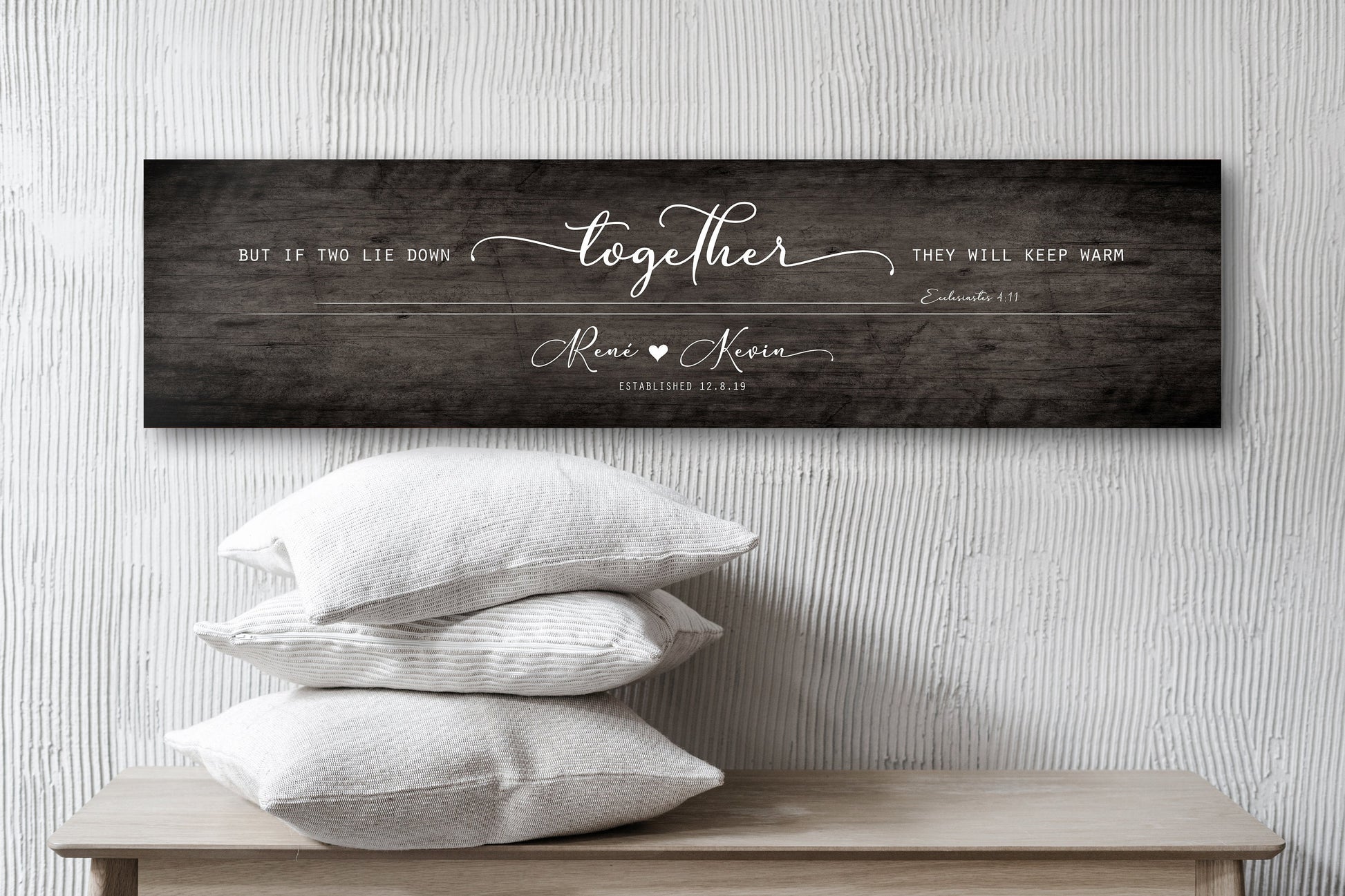 Ecc 4:11 Personalized Wall Decor, Whitewash Wood Sign, His and Hers Gift, Monogram Wedding Gift, Couple sign, Bible Verse Art, Sign over bed