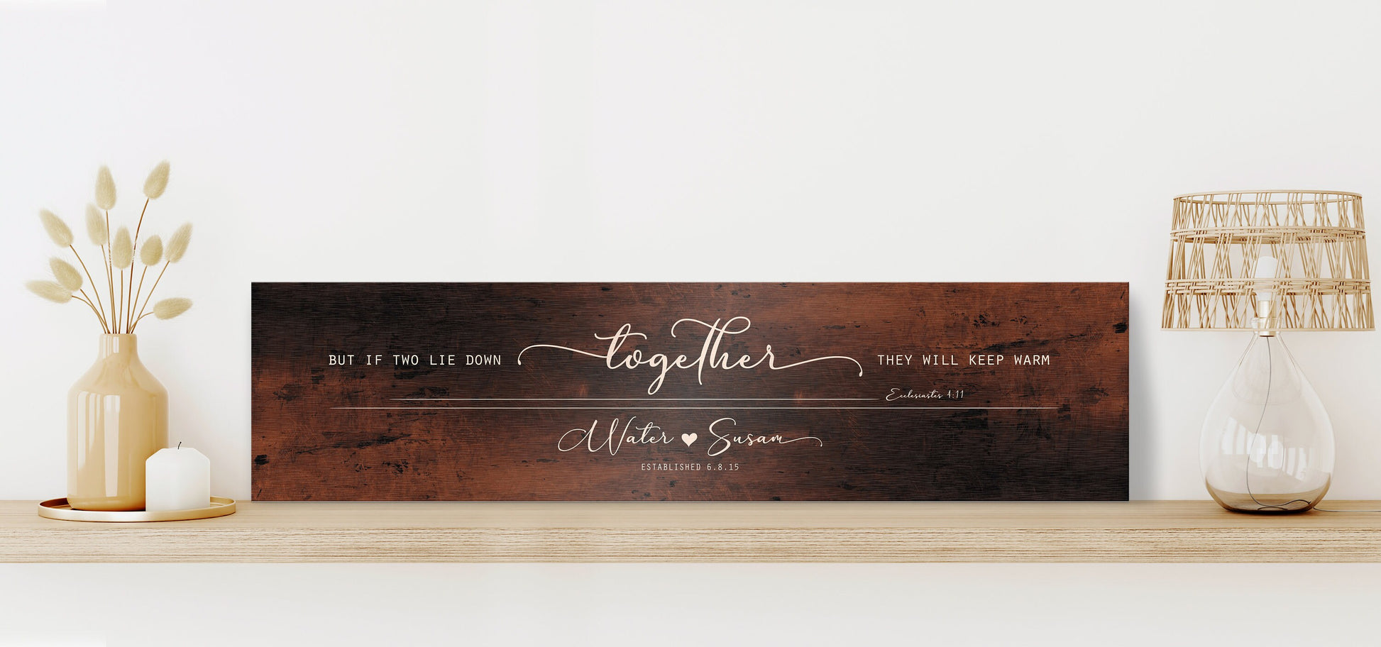 Husband & Wife Bedroom Sign, Words of Wisdom gift for couples, Ecc 4:11 Personalized gift for wife, Christian Anniversary Plaque, 7th, 22nd