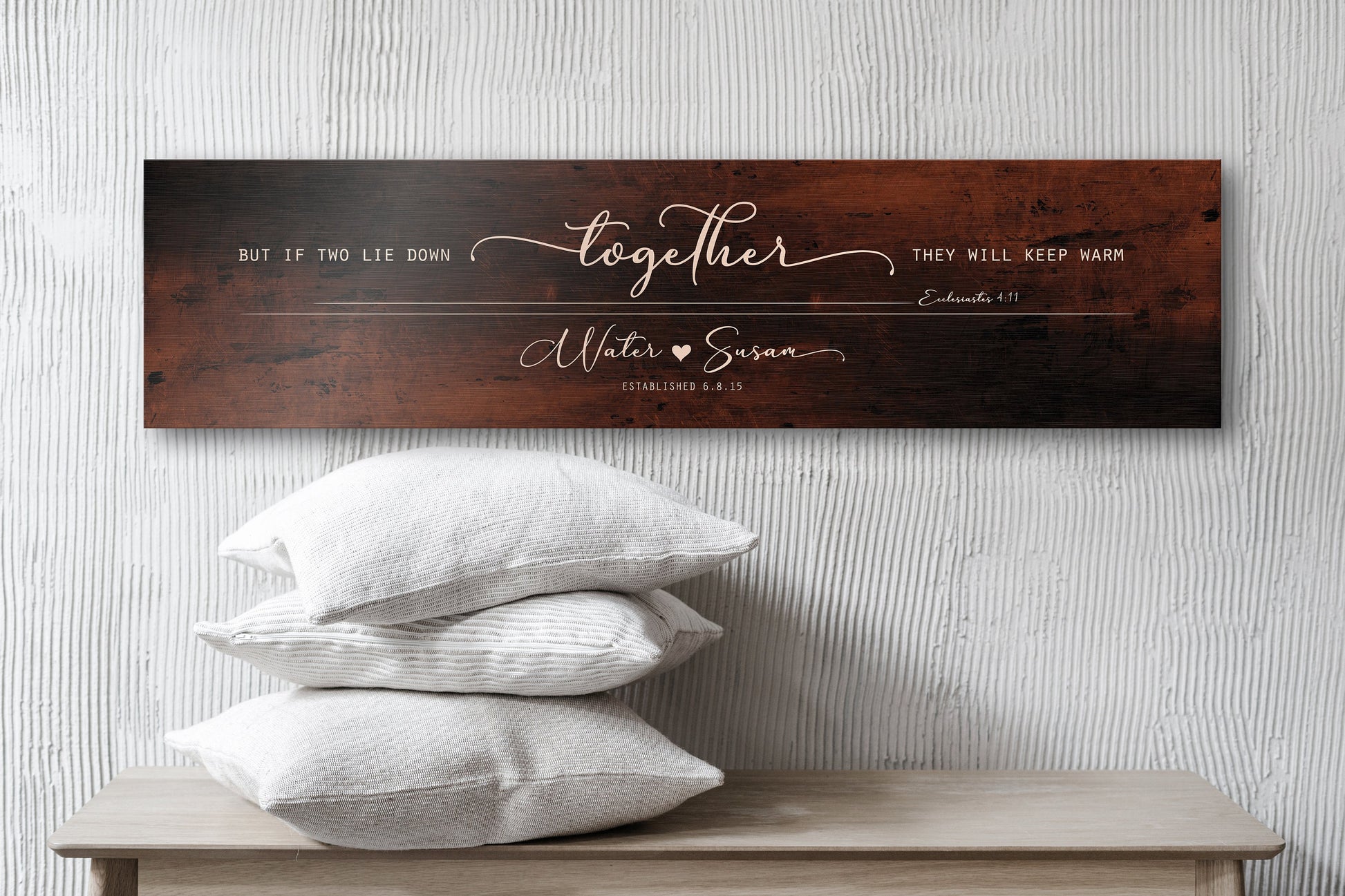 Elegant Iron Sign for Couples, Personalized Words of Wisdom for Couples Art, Christian Wedding Gift, 6th Anniversary Gift for Him, Over bed