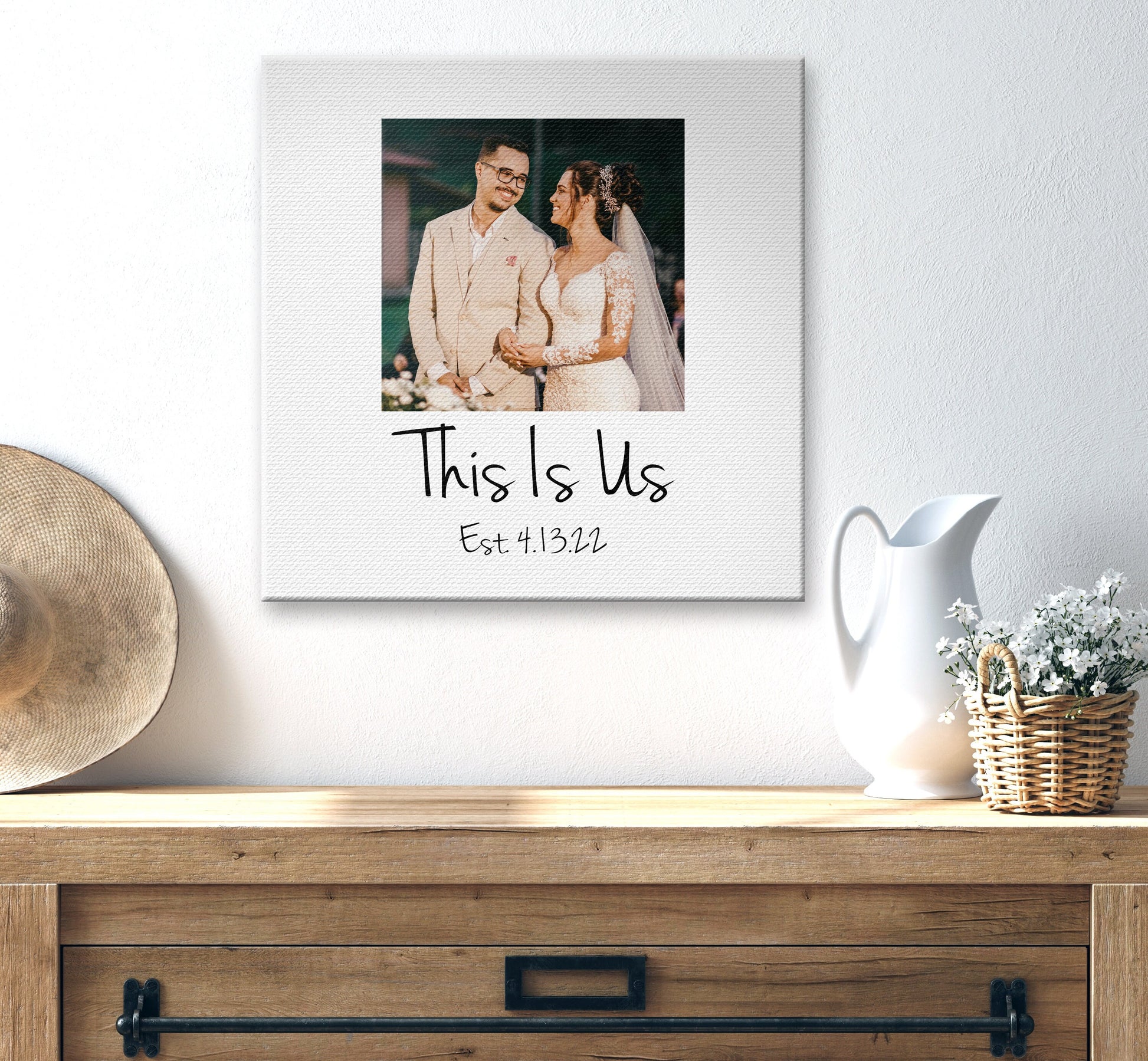 This Is Us, Personalized Photo Canvas, Custom quote on Canvas, Photo Gift for Couple, Cotton Anniversary present, Anniversary Gift for wife