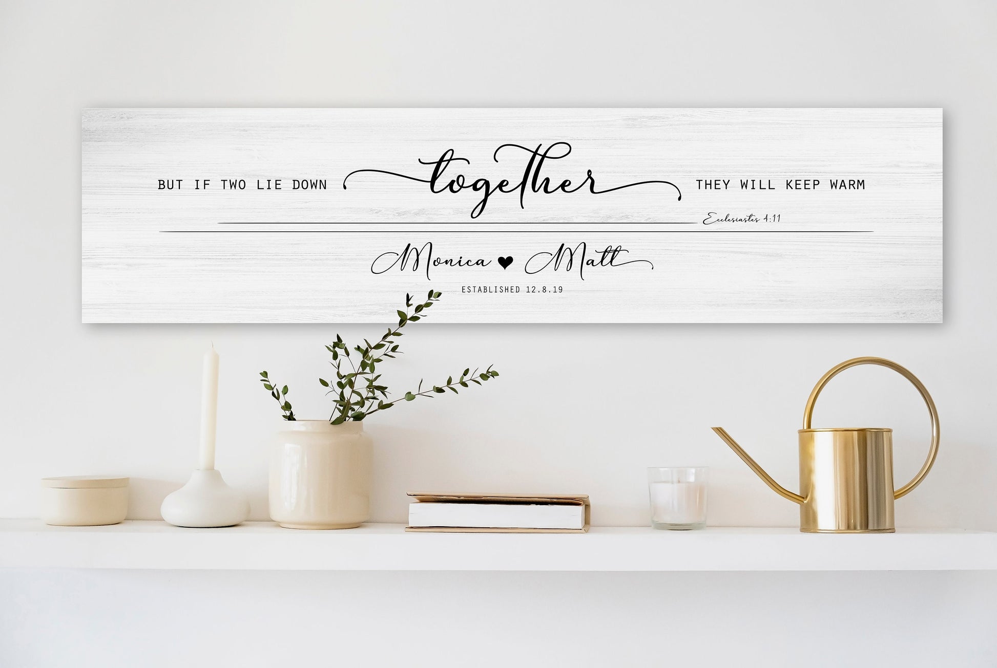 Ecc 4:11 Personalized Wall Decor, Whitewash Wood Sign, His and Hers Gift, Monogram Wedding Gift, Couple sign, Bible Verse Art, Sign over bed