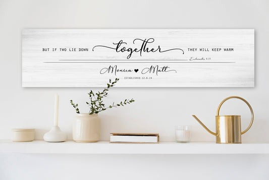 Ecc 4:11 Personalized Wall Decor, Whitewash Wood Sign, His and Hers Gift, Monogram Wedding Gift, Couple sign, Bible Verse Art, Sign over bed