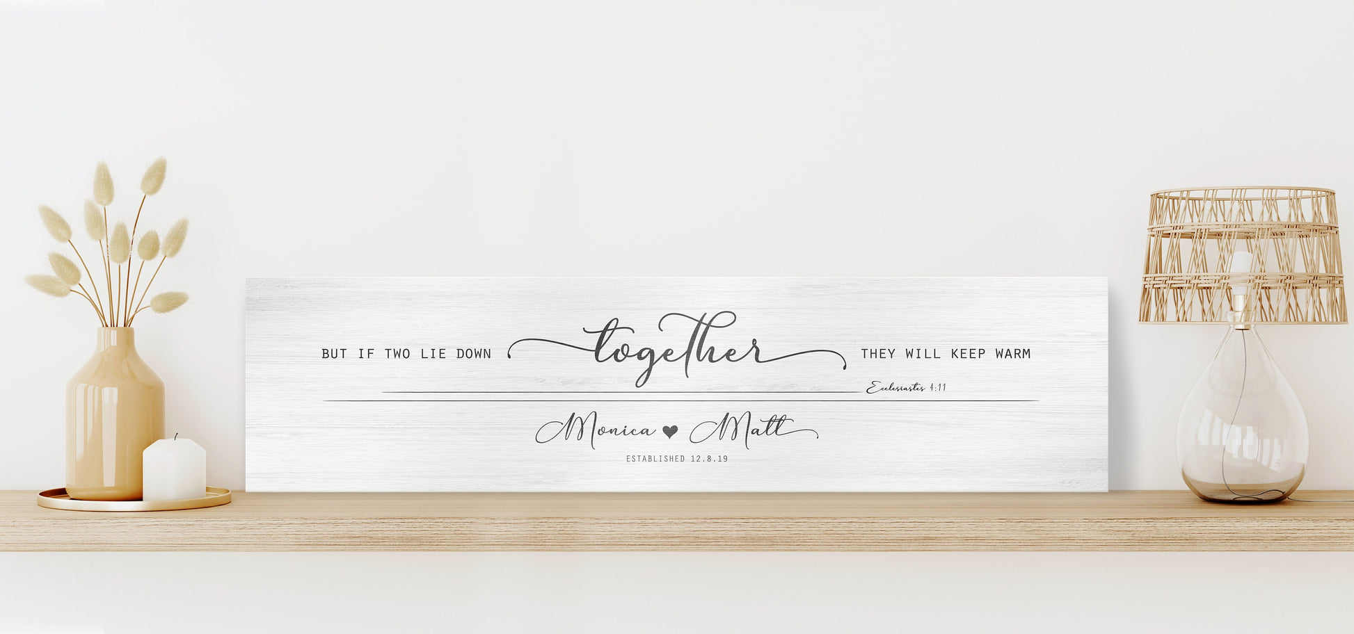 Ecc 4:11 Personalized Wall Decor, Whitewash Wood Sign, His and Hers Gift, Monogram Wedding Gift, Couple sign, Bible Verse Art, Sign over bed