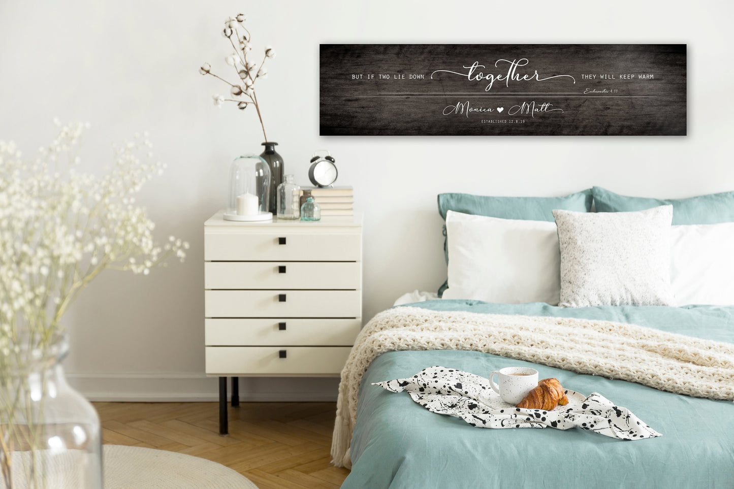 Christian Rustic Farmhouse Couples Personalized Decor, Wood Bedroom Sign, Ecclesiastes 4:11, Anniversary gift for daughter and son in law