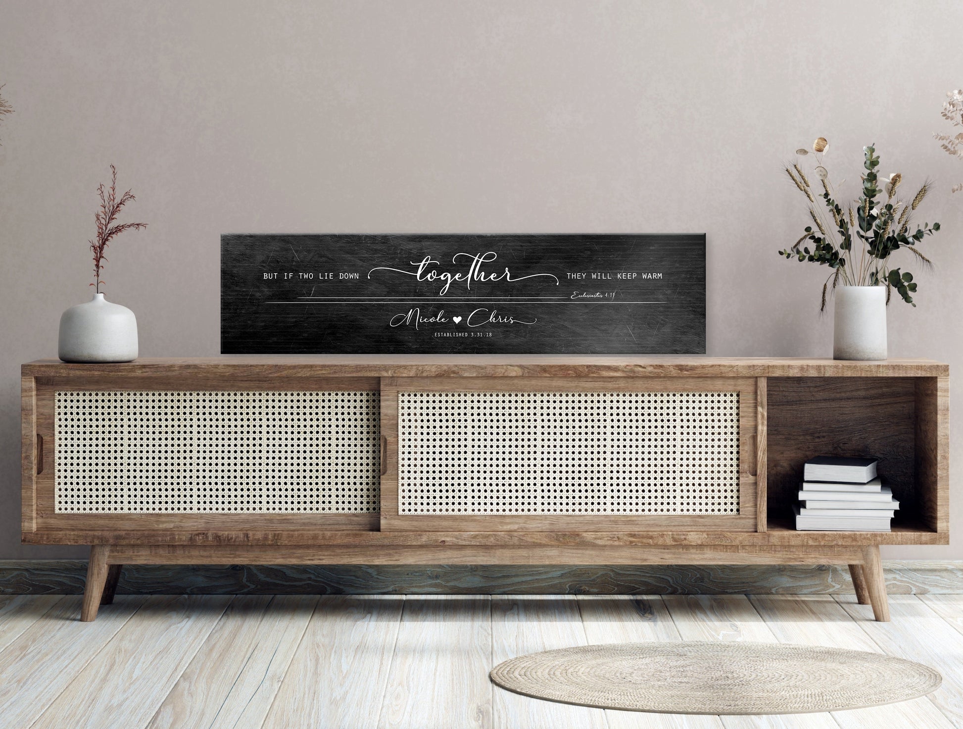 Husband & Wife Bedroom Sign, Words of Wisdom gift for couples, Ecc 4:11 Personalized gift for wife, Christian Anniversary Plaque, 7th, 22nd