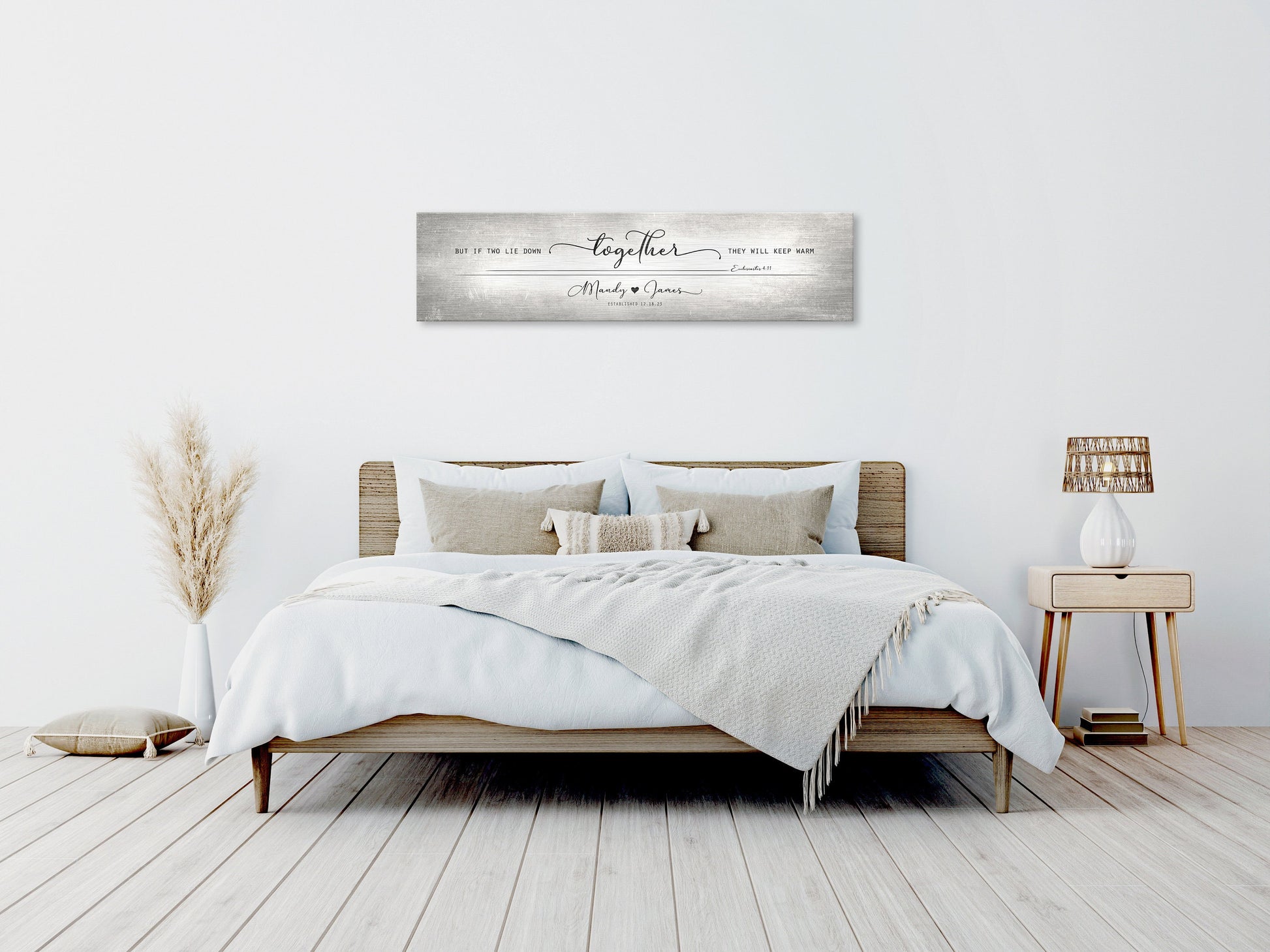 Tarnished Tin Words of Wisdom for Couple's Sign, Christian Decor for Bedroom, Personalized Scripture for Couple, Name sign for Bedroom, 10th