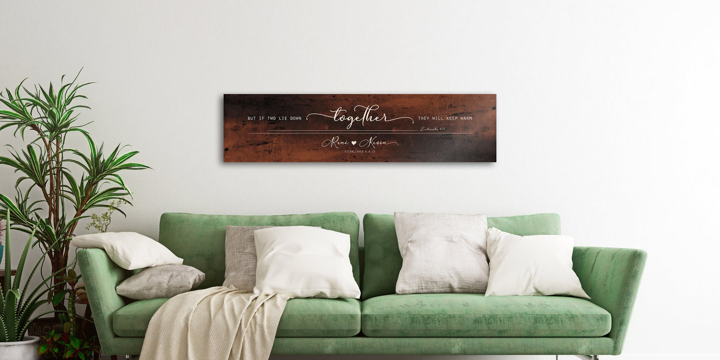 Tarnished Tin Words of Wisdom for Couple's Sign, Christian Decor for Bedroom, Personalized Scripture for Couple, Name sign for Bedroom, 10th