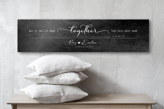 Burnished Bronze Ecc 4:11 Sign for Couples, 8 year Bronze Anniversary Gift for him, For Wife, Bedroom art over bed, Personalized, Christian