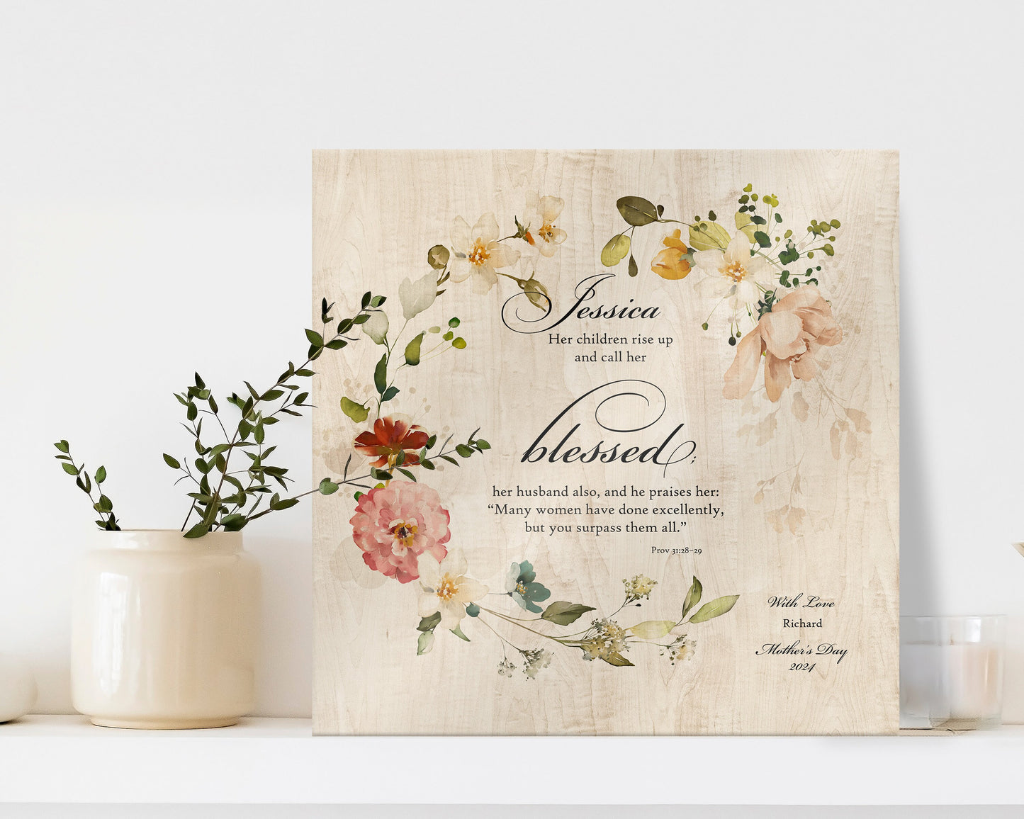 Proverbs 31 Wood Plaque for her, Personalized, Her Children call her blessed, Womens Religious, Christian Gift, 5th Anniverary for gift wife