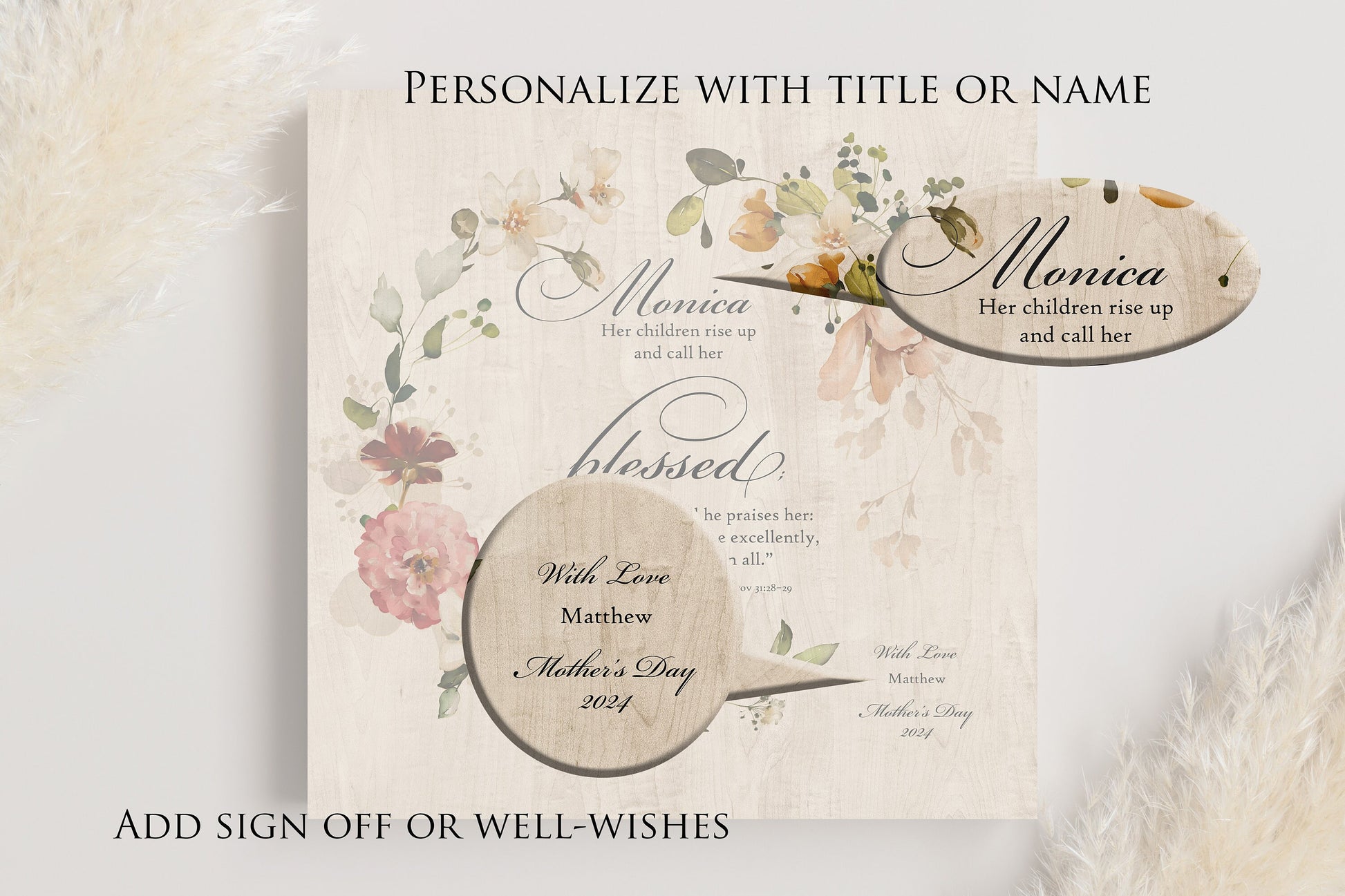 Proverbs 31 Wood Plaque for her, Personalized, Her Children call her blessed, Womens Religious, Christian Gift, 5th Anniverary for gift wife