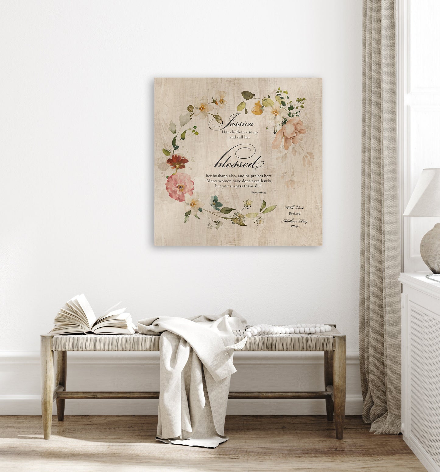 Proverbs 31 Wood Plaque for her, Personalized, Her Children call her blessed, Womens Religious, Christian Gift, 5th Anniverary for gift wife