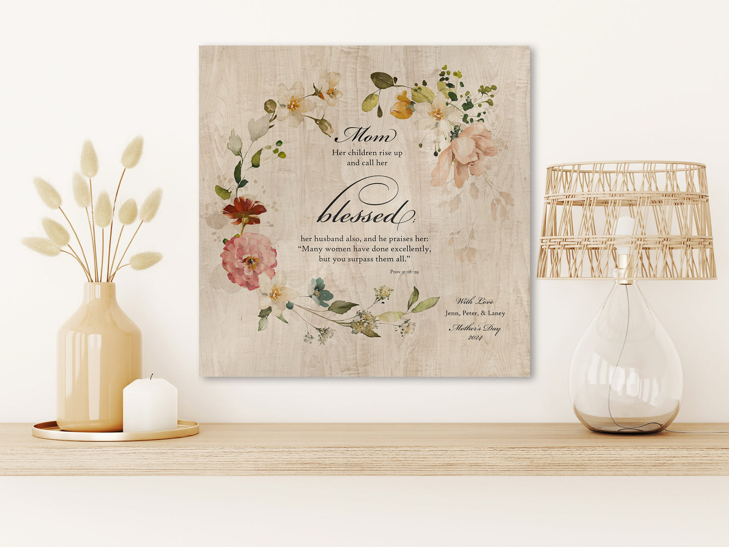 Proverbs 31 Wood Plaque for her, Personalized, Her Children call her blessed, Womens Religious, Christian Gift, 5th Anniverary for gift wife