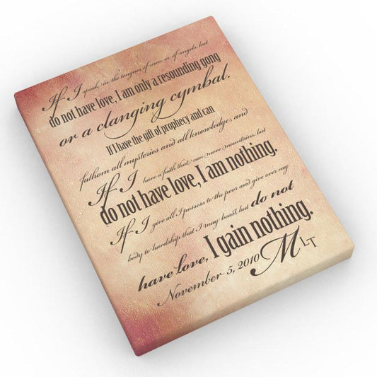 1 Cor 13 Monogram Canvas - Fine art and canvas personalized anniversary and inspirational gifts