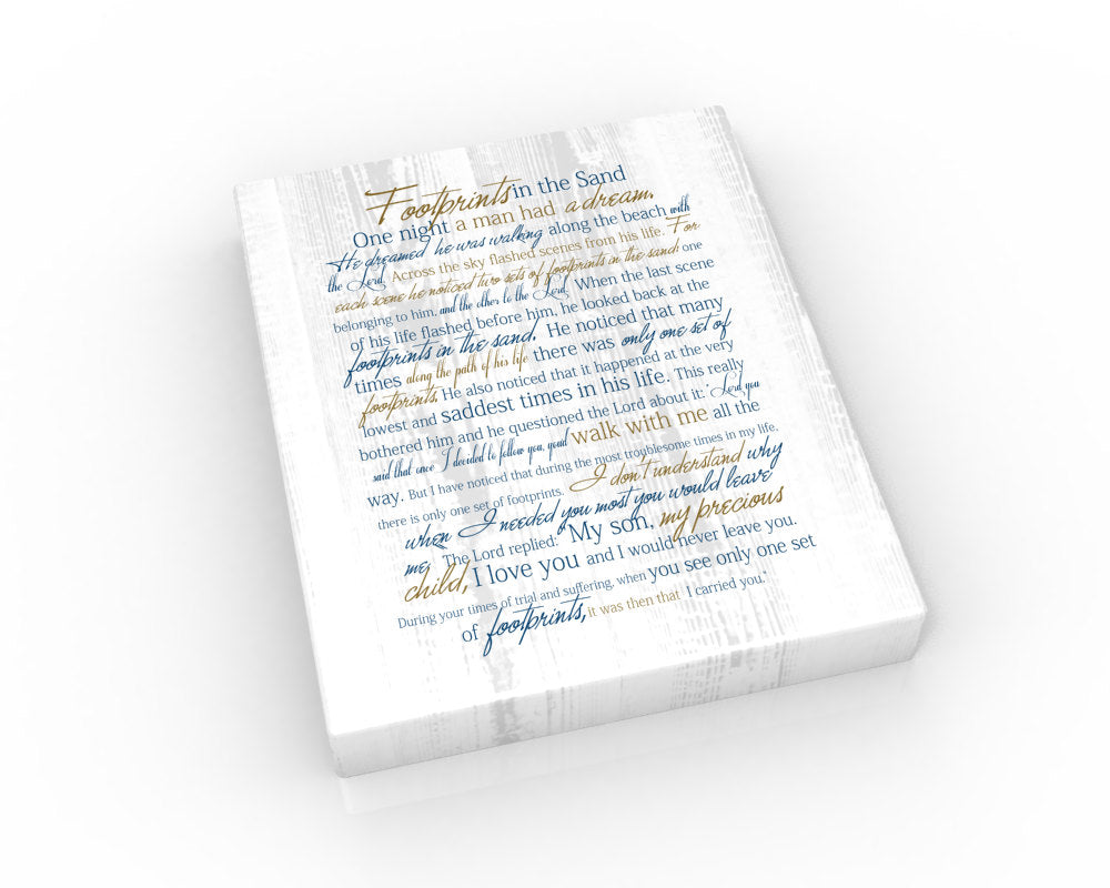 Footprints in the Sand, Canvas print, Christian wall art, gift, religious decor, one  night I had a dream, beach house art