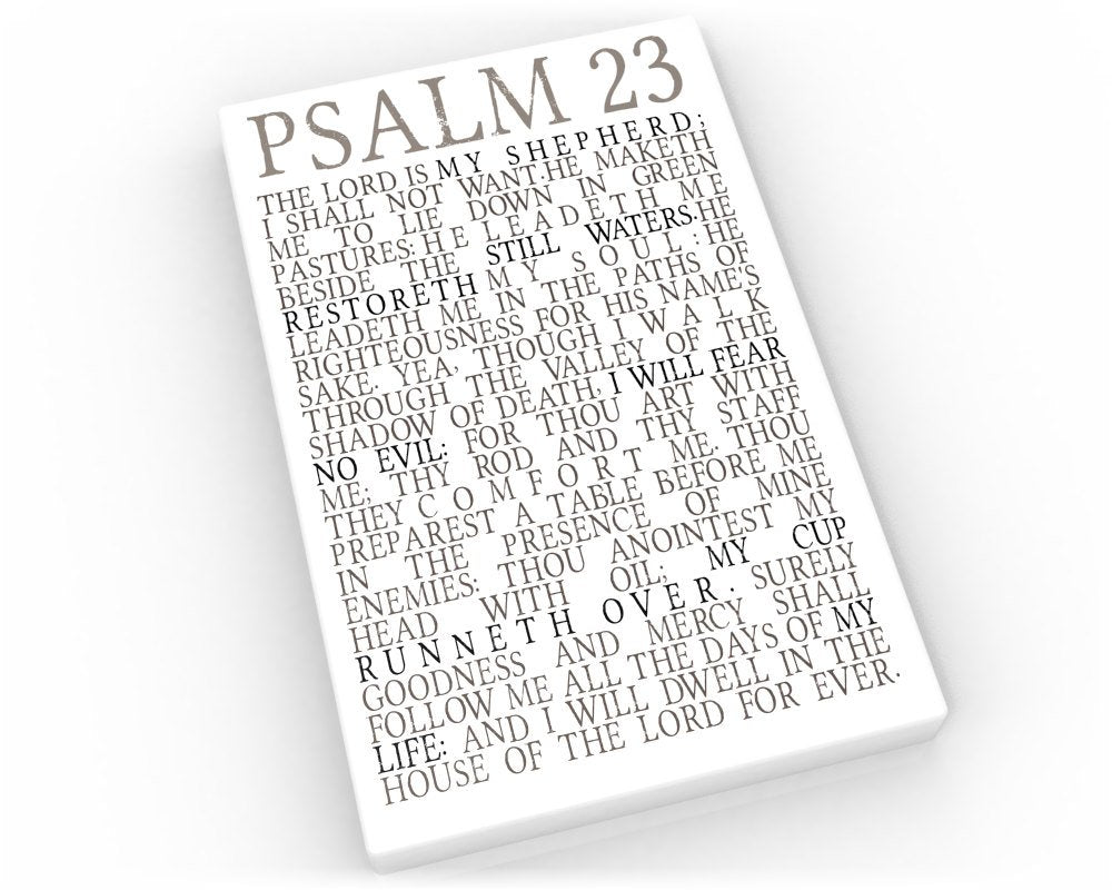 Psalm 23 Subway sign on Canvas Bible verse print "The Lord is my Shepherd I shall not want." Christian Word art Scripture canvas