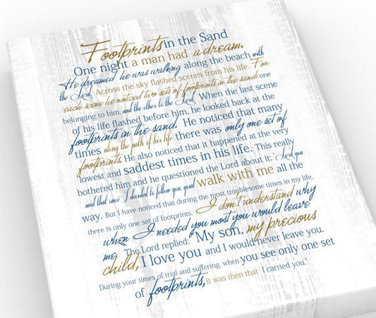 Footprints in the Sand, Canvas print, Christian wall art, gift, religious decor, one  night I had a dream, beach house art