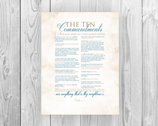 Ten Commandments on Canvas - Fine art and canvas personalized anniversary and inspirational gifts