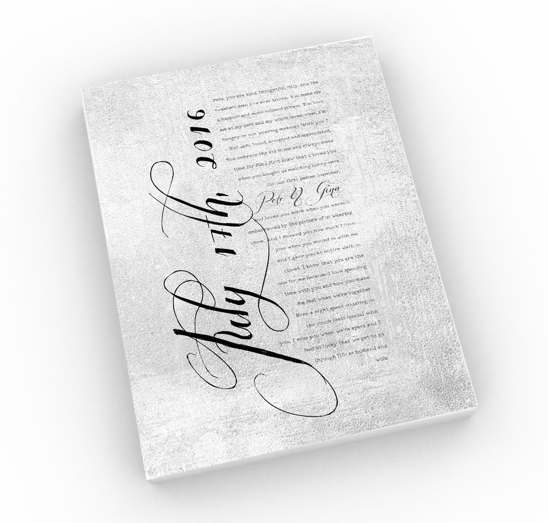 Wedding Date and Vow Art - Fine art and canvas personalized anniversary and inspirational gifts