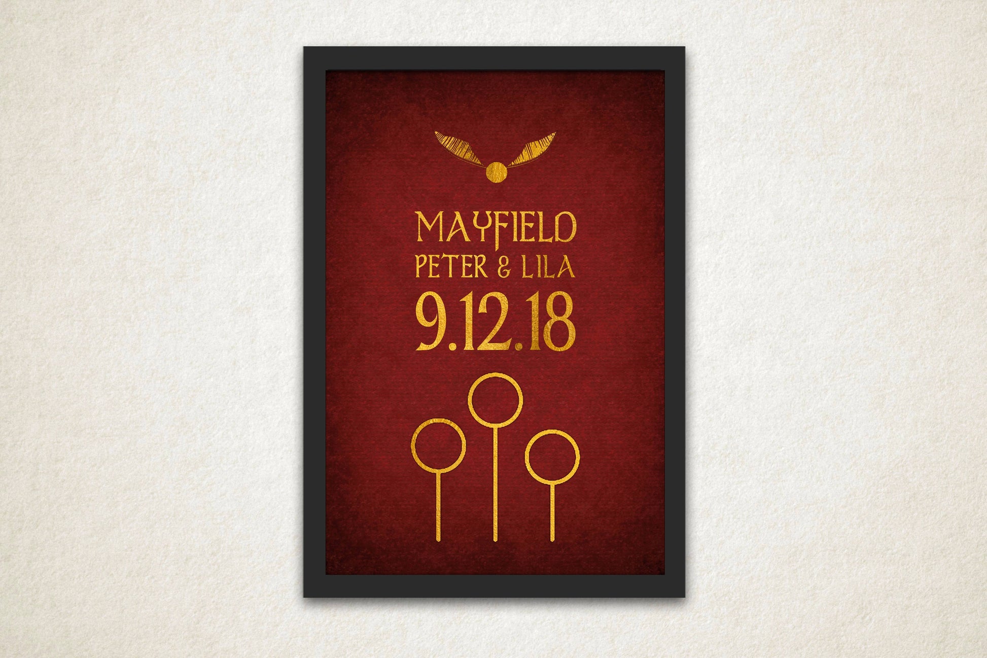 Personalized Couples Art: The Golden Snitch - Hunnycomb Proverbs - Wedding gift ideas - paper anniversary gifts 