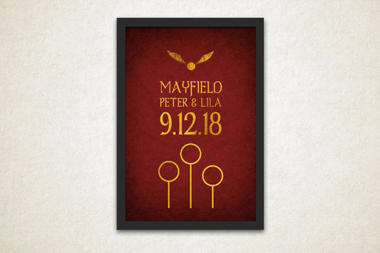 Personalized Couples Art: The Golden Snitch - Hunnycomb Proverbs - Wedding gift ideas - paper anniversary gifts 