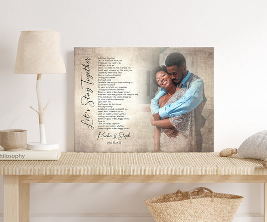 2nd Year Anniversary Gift, Romantic Photo gift with Lyrics, Our Song on Cotton, Custom Canvas, Personalized Photo & Song, Gift for spouse